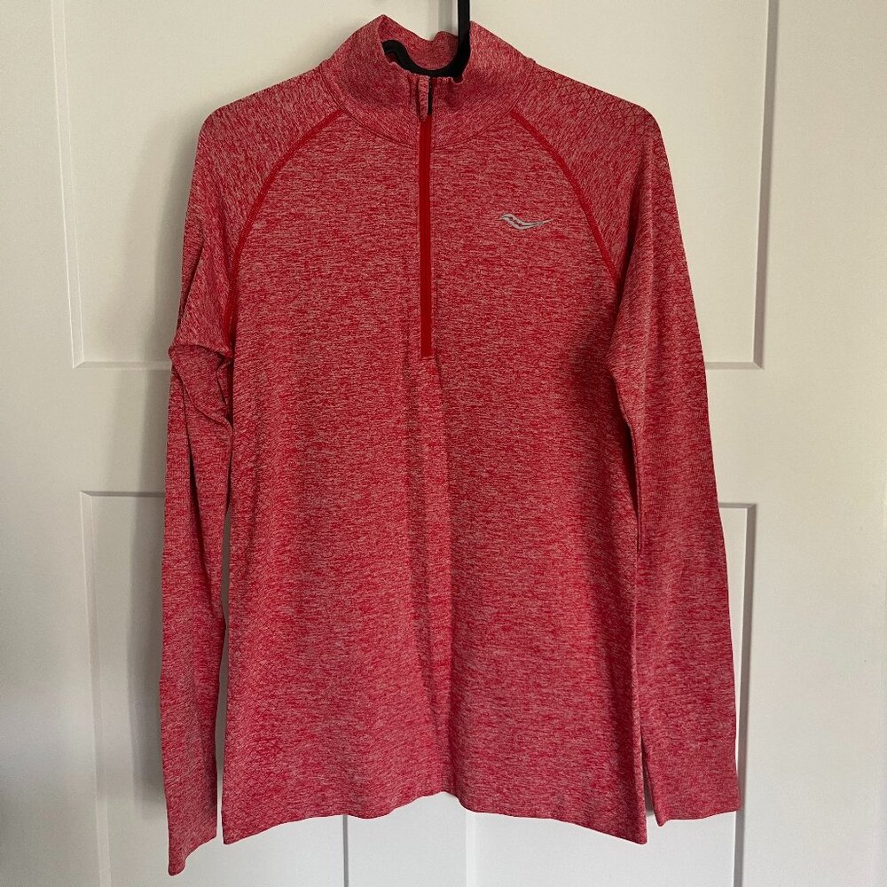 Saucony Dash Seamless Half-Zip Running Top, Heather Red, Size M